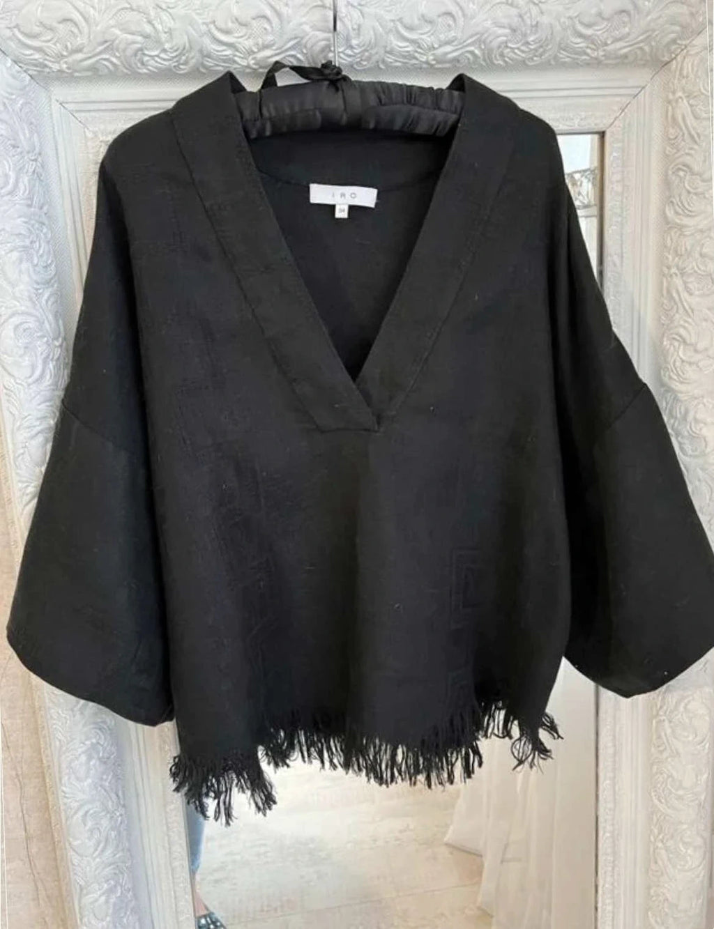 IRO black oversize linen top blouse