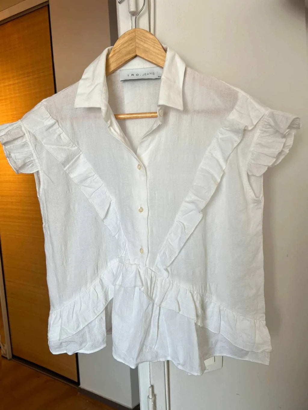 IRO white sleeveless cotton shirt