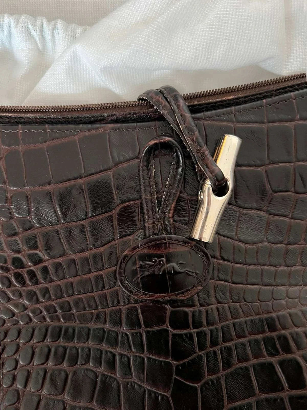 Longchamp roseau croco brown crossbody bag - view 3