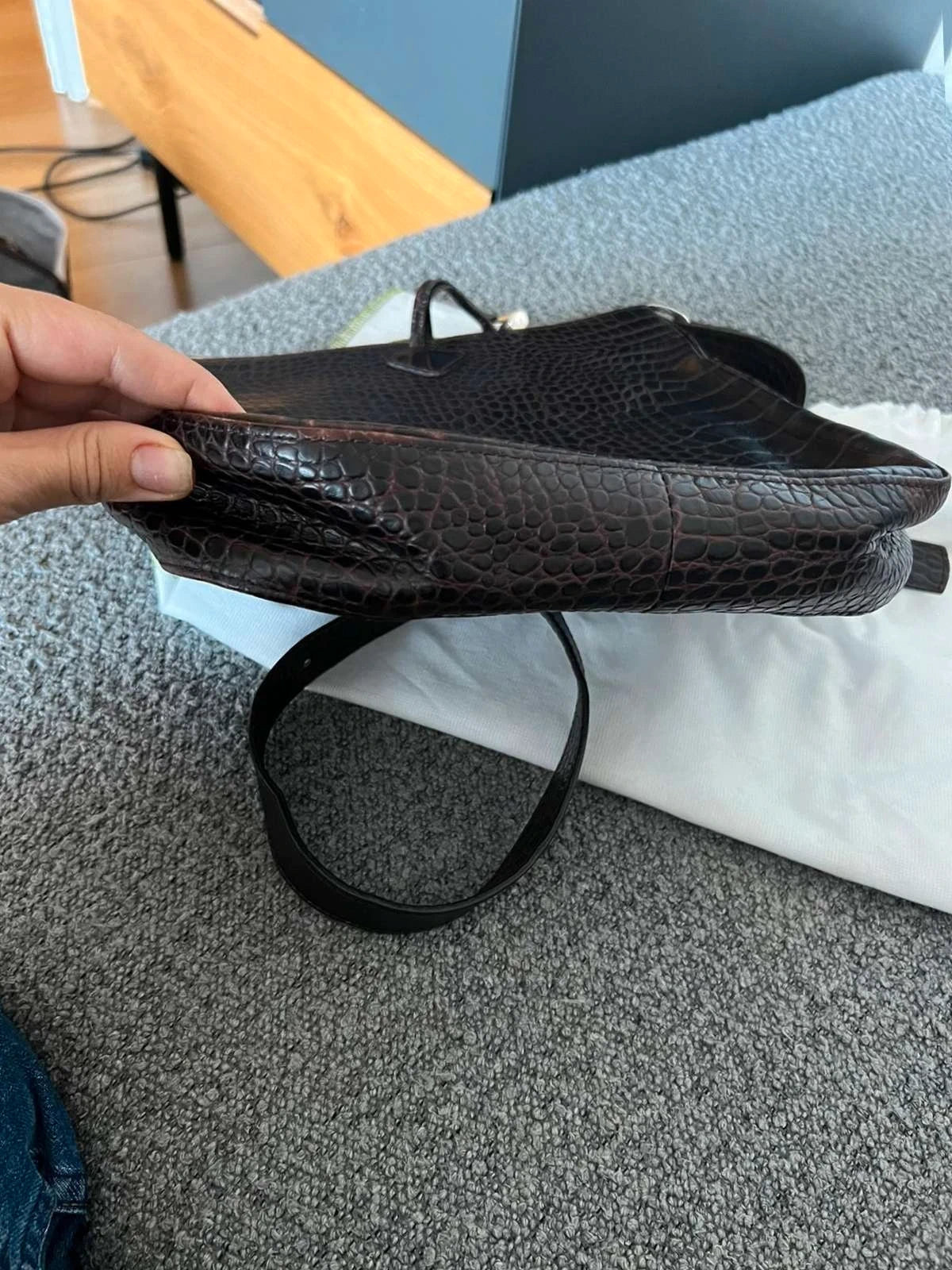 Longchamp roseau croco brown crossbody bag - view 8