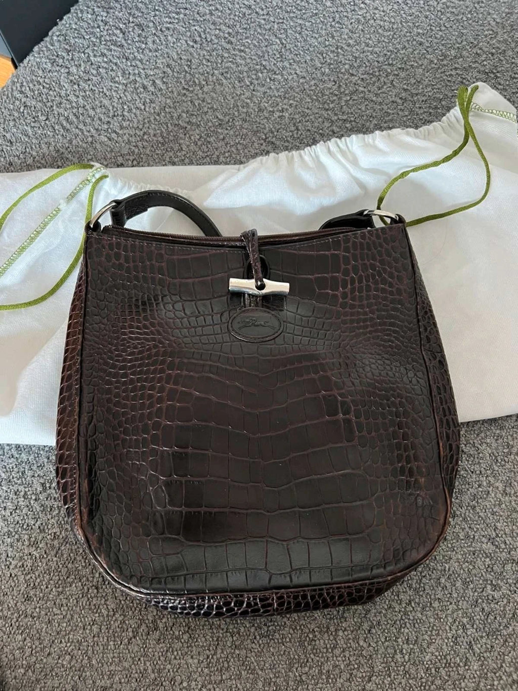 Longchamp roseau croco brown crossbody bag - view 2
