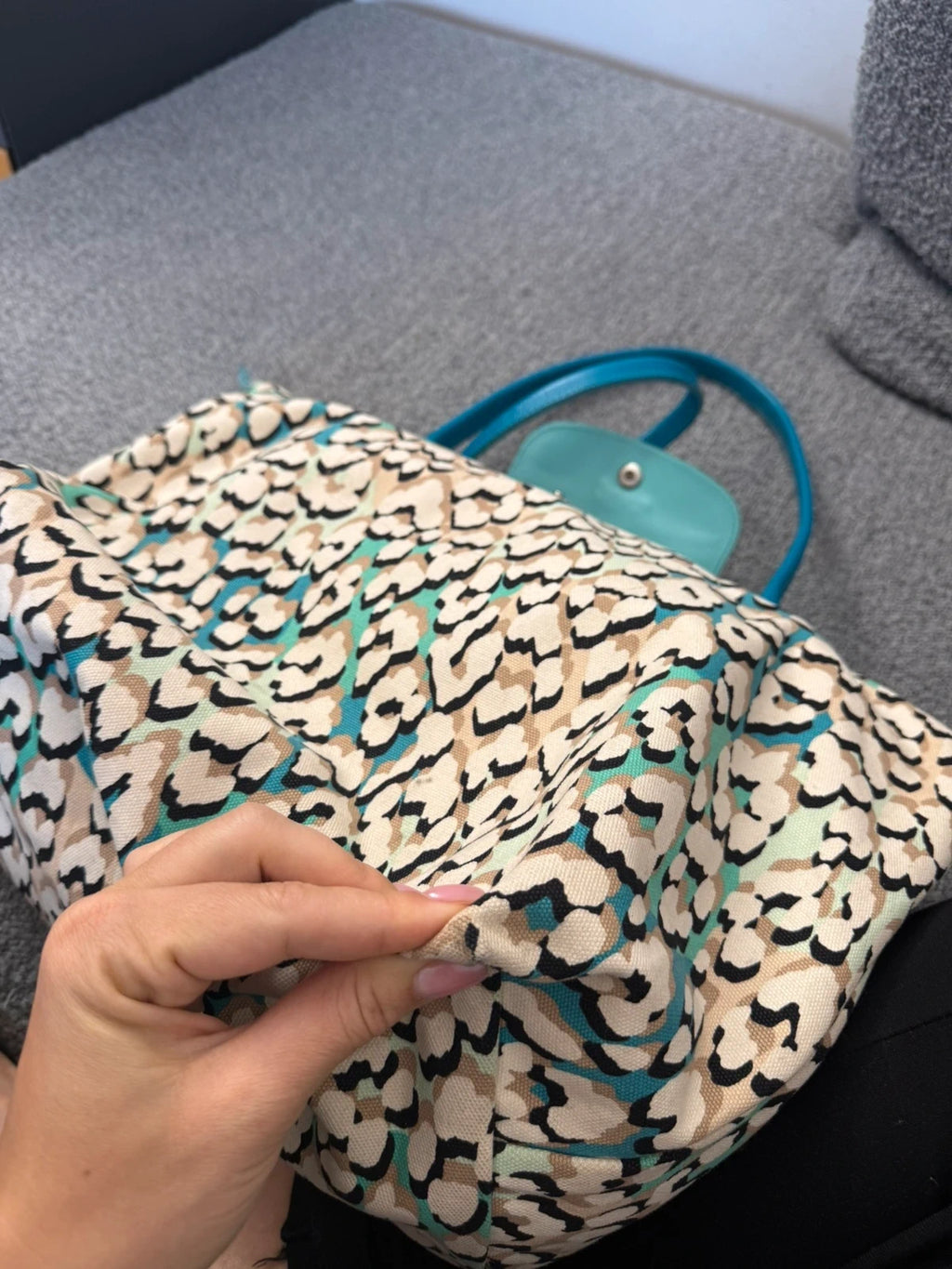 Longchamp Île aux panthères turquoise le pliage bag - view 9