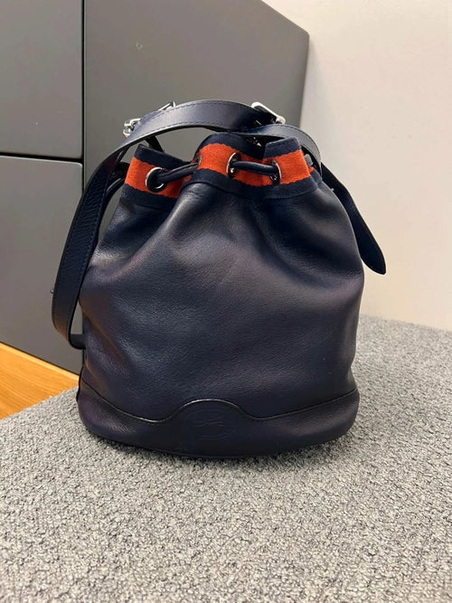 Longchamp blue leather bucket bag - view 2