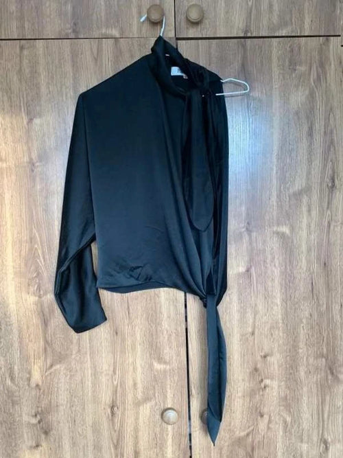 Diane von Furstenberg black one sleeve blouse