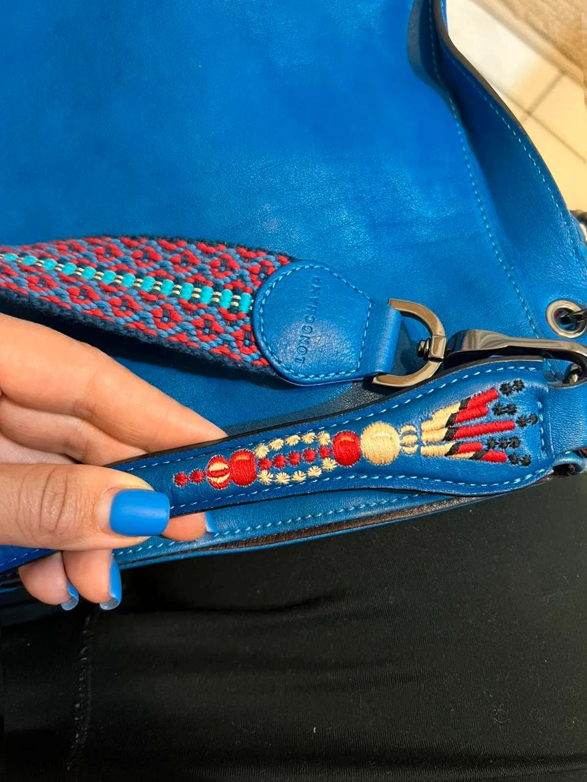 Longchamp 3D massai blue limited edition leather bag - view 7
