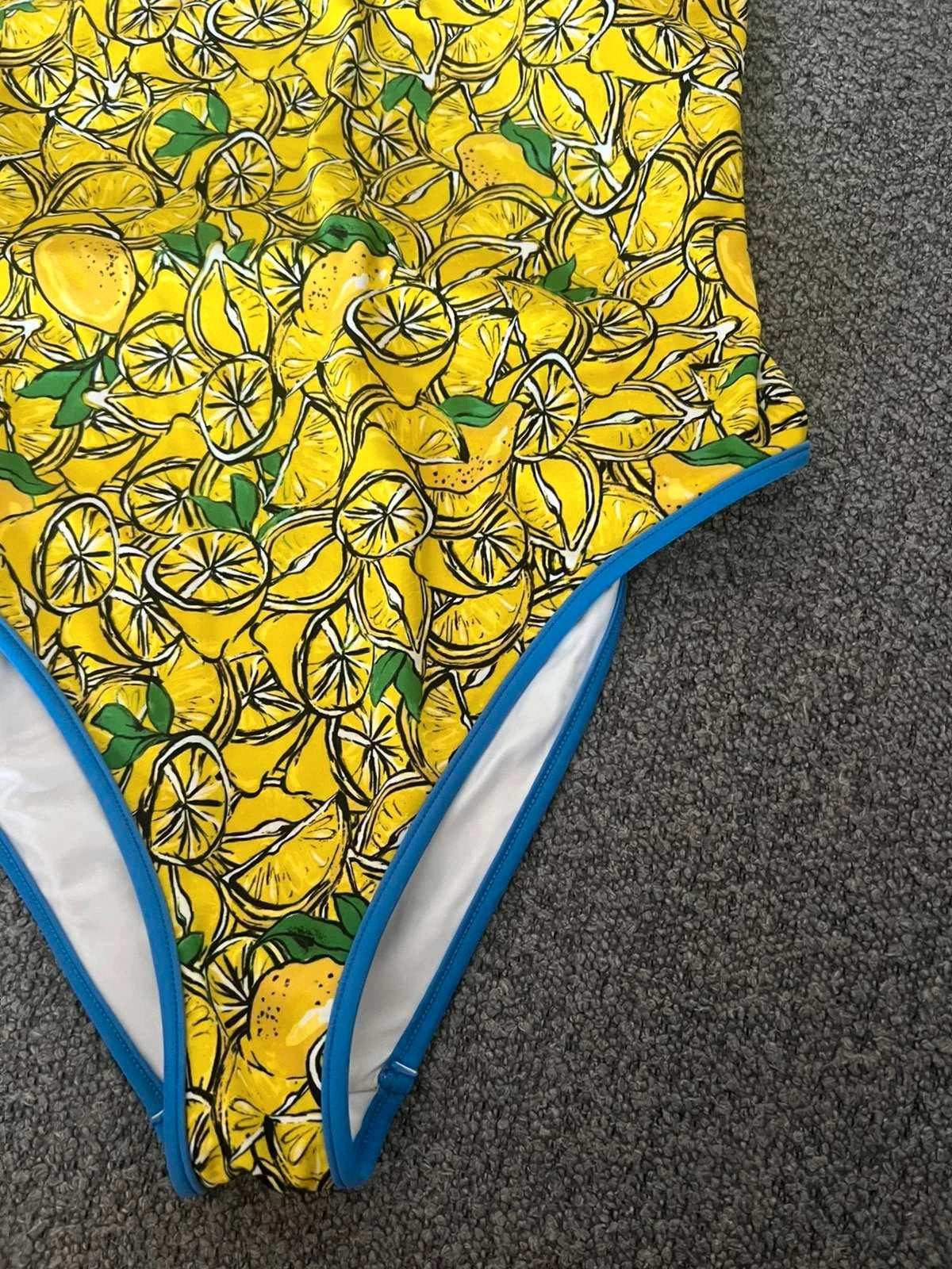 Diane von Furstenberg Katelyn yellow lemon print crossover back swimsuit - view 3