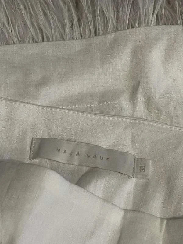 Naja Lauf white linen viscose top with ostrich feather - view 5