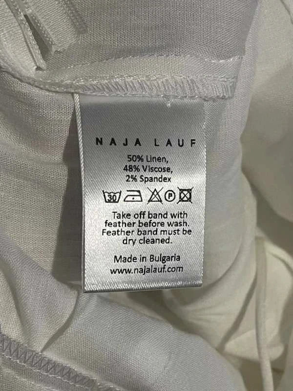 Naja Lauf white linen viscose top with ostrich feather - view 7