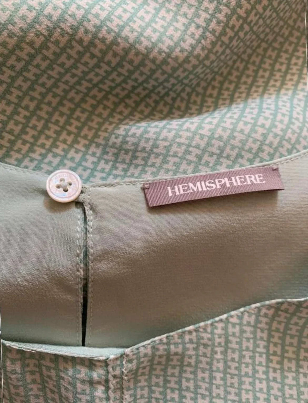 Hemisphere turquoise mint silk top H logo - view 6