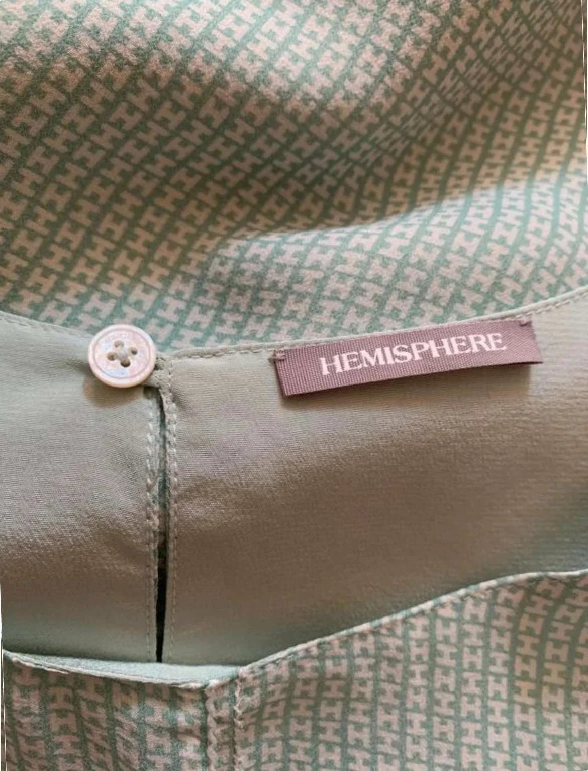 Hemisphere turquoise mint silk top H logo - view 6