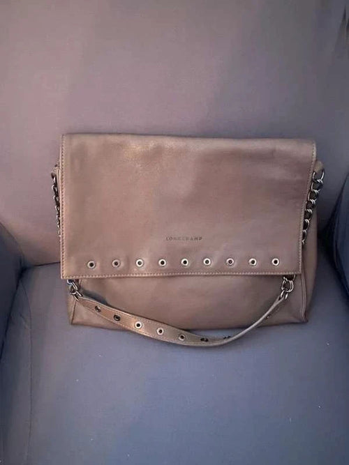 Longchamp rocks brown grey leather bag