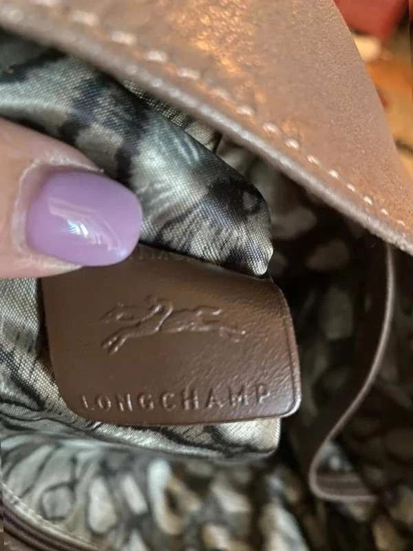 Longchamp rocks brown grey leather bag - view 3
