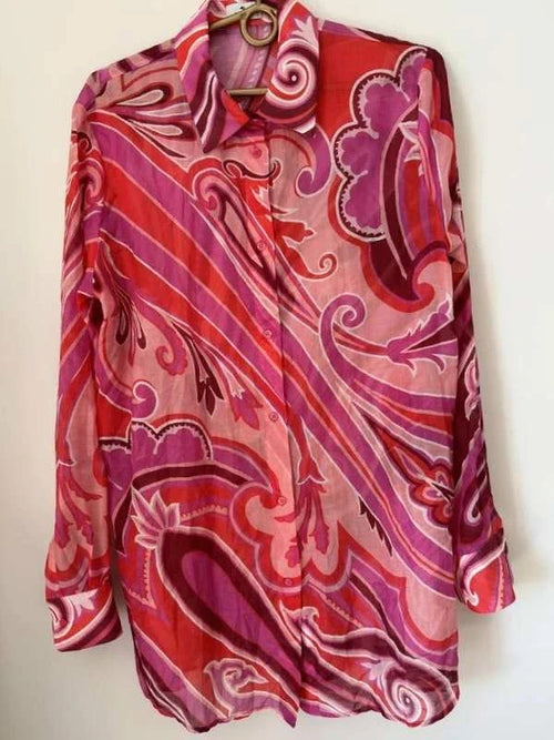 Etro cotton silk paisley pink shirt