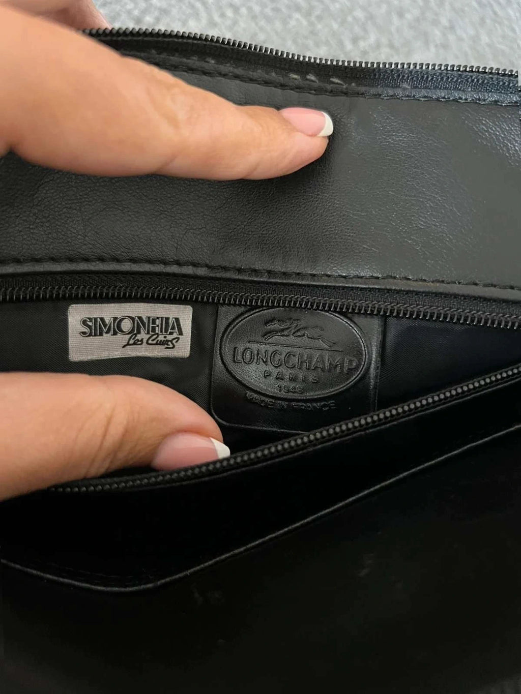 Longchamp black vintage leather crossbody shoulder bag - view 8