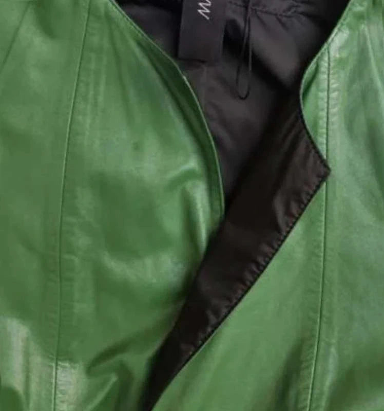 Marc Cain double face green leather jacket - view 8