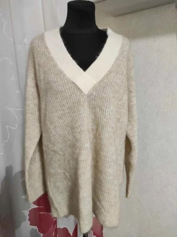 Ganni mohair wool beige oversize sweater
