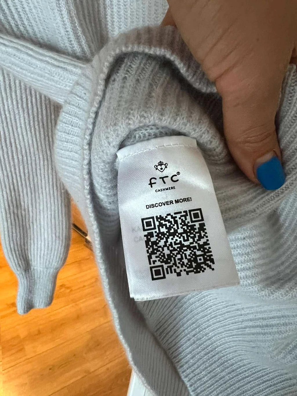 FTC dusty blue grey cashmere sweater jumper - view 7