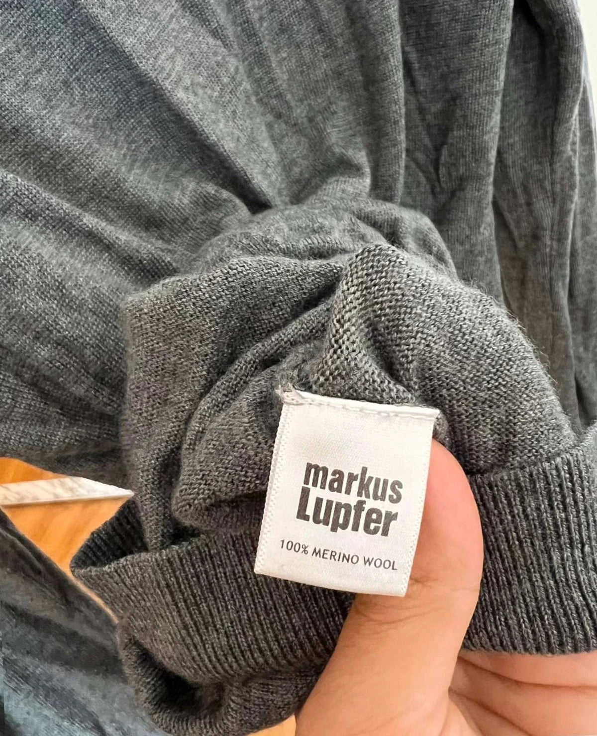 Markus Lupfer grey wool sweater Pardon my French sequin decoration - view 6