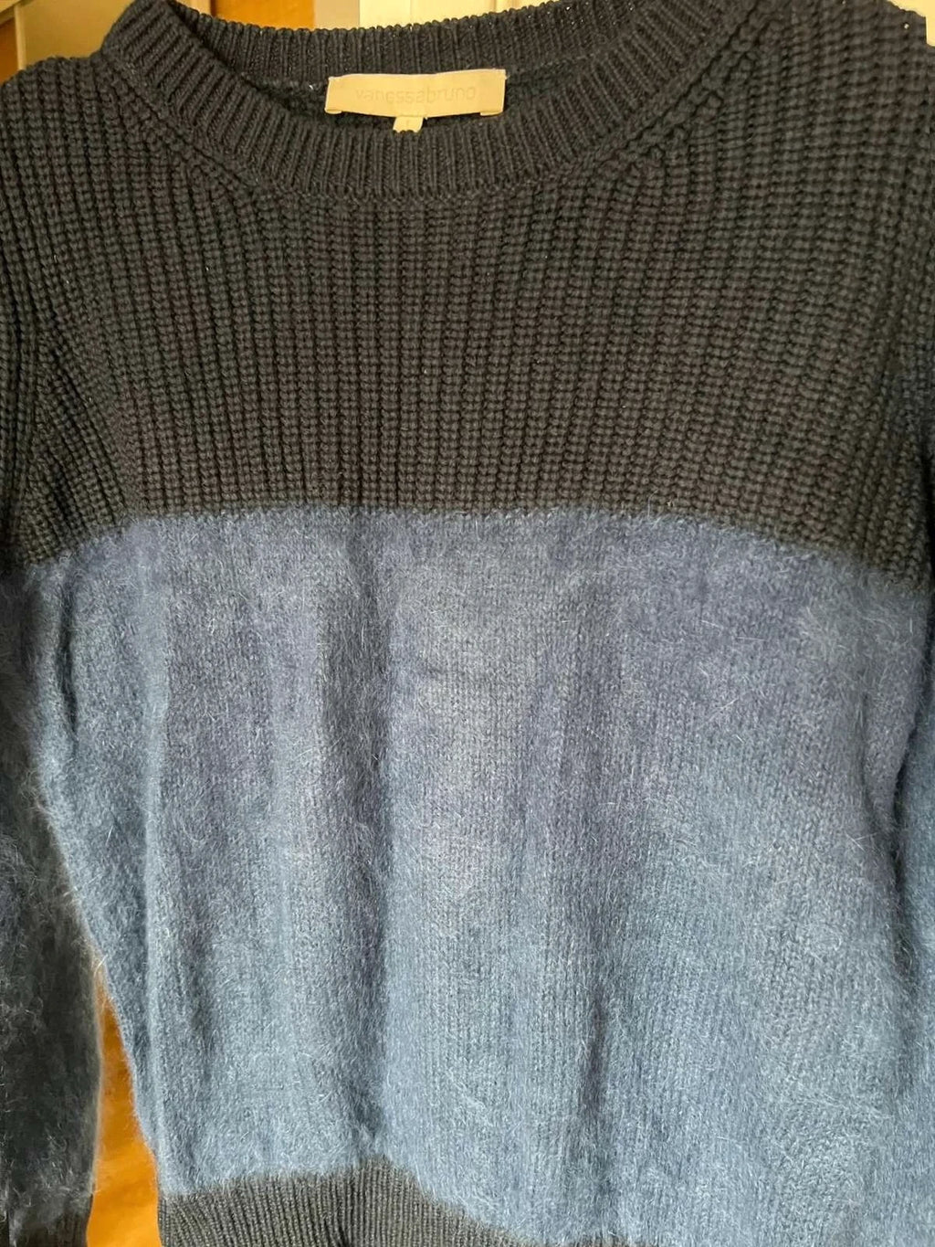 Vanessa Bruno navy blue wool angora sweater jumper - view 3