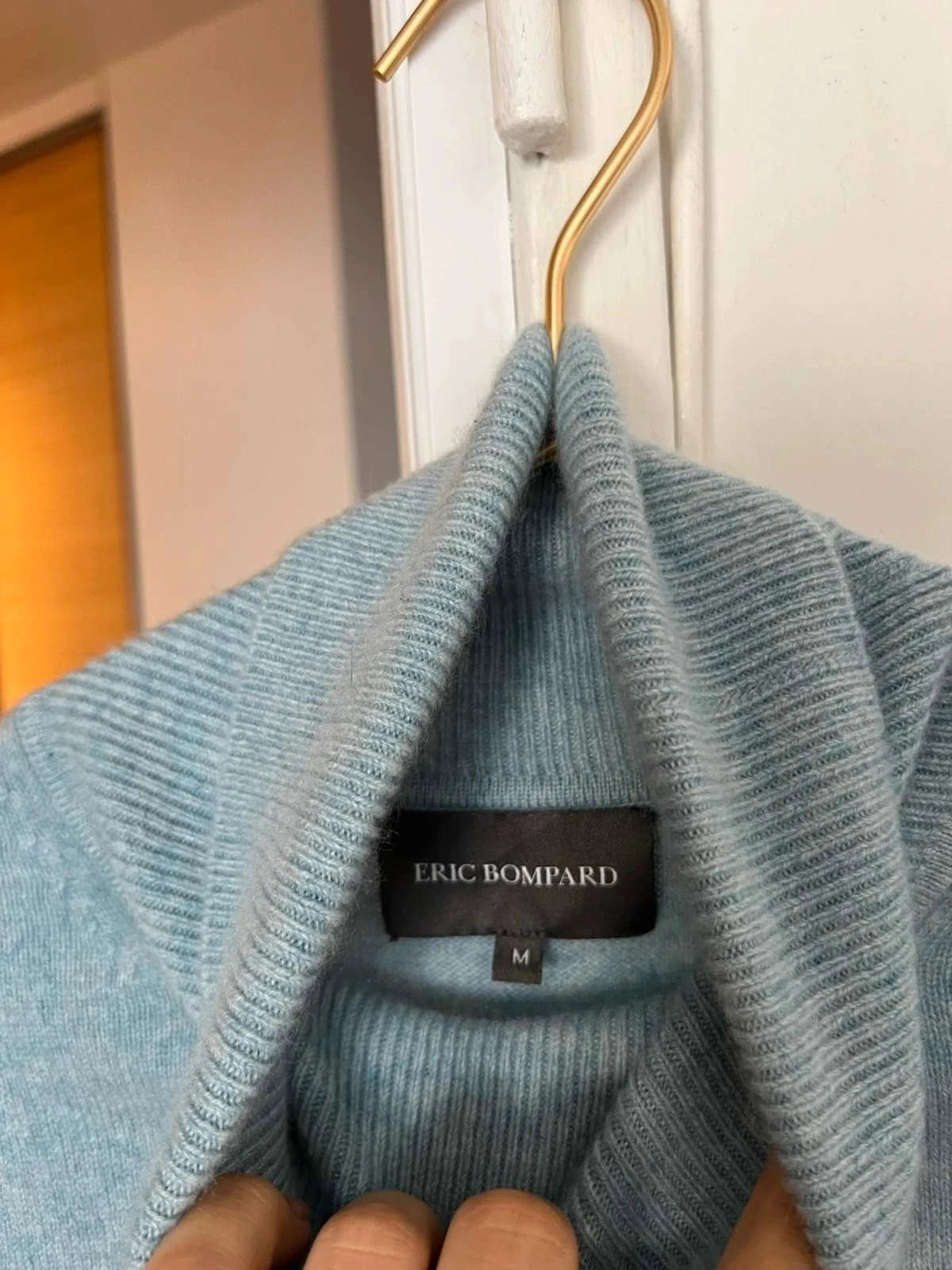 Eric Bompard blue cashmere turtleneck sweater - view 3