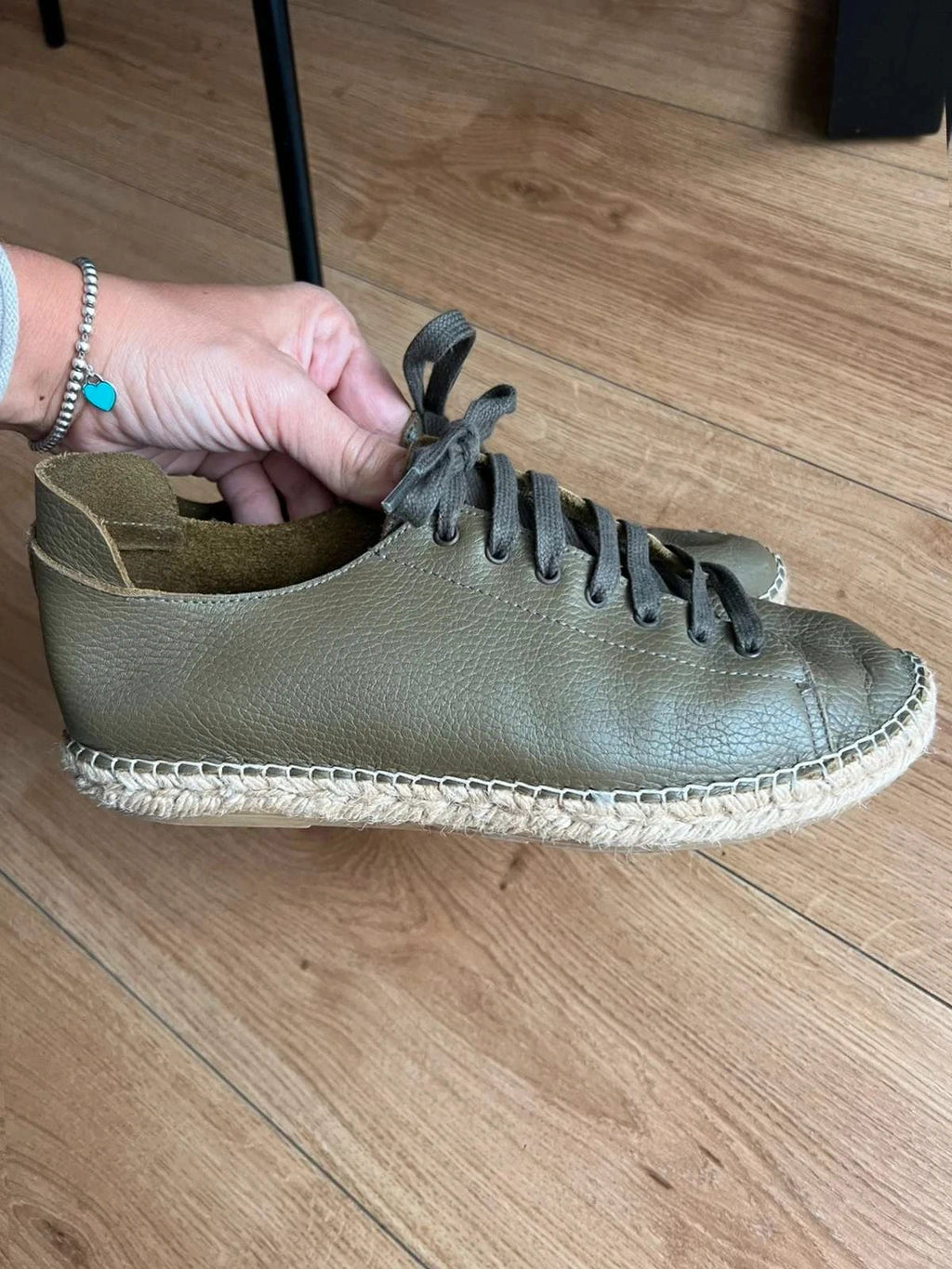 Navyboot green leather espadrille flats sneakers