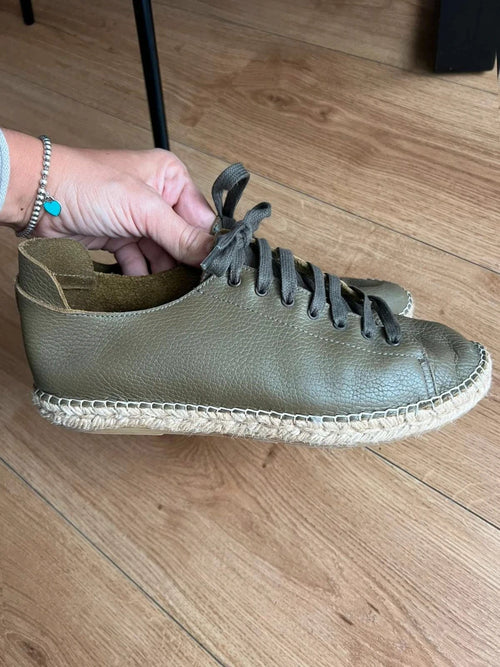 Navyboot green leather espadrille flats sneakers