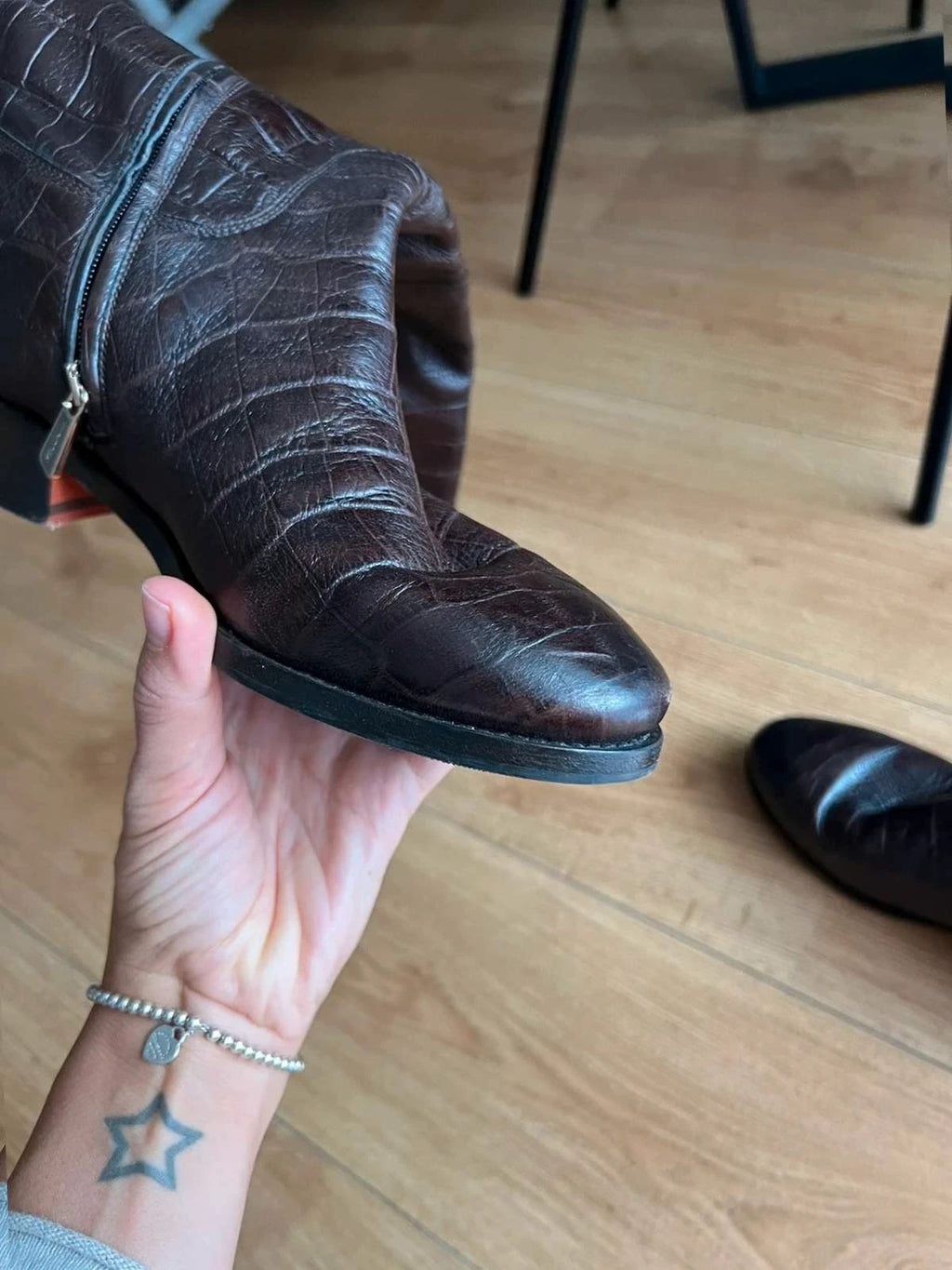 Santoni brown leather high boots - view 6