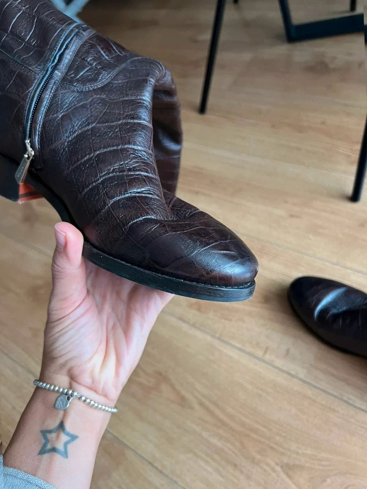 Santoni brown leather high boots - view 6