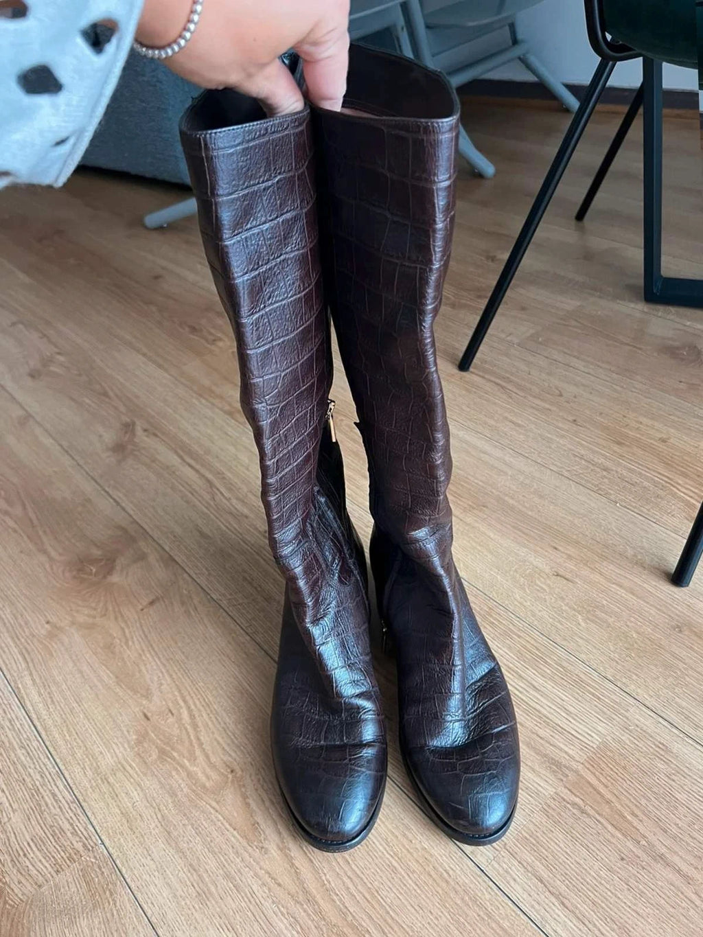 Santoni brown leather high boots - view 2