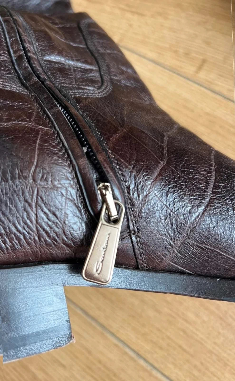 Santoni brown leather high boots - view 7