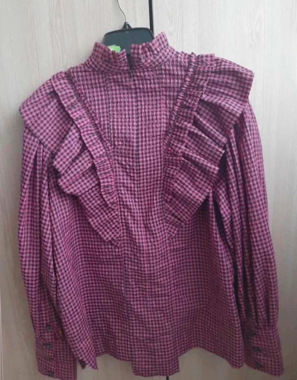 Ganni pink cotton turtleneck blouse top - view 2
