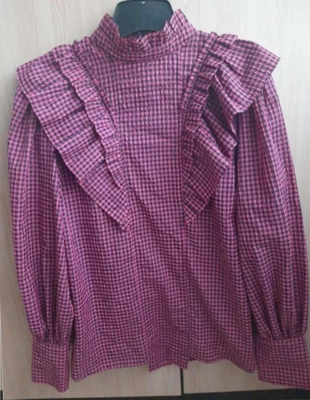 Ganni pink cotton turtleneck blouse top