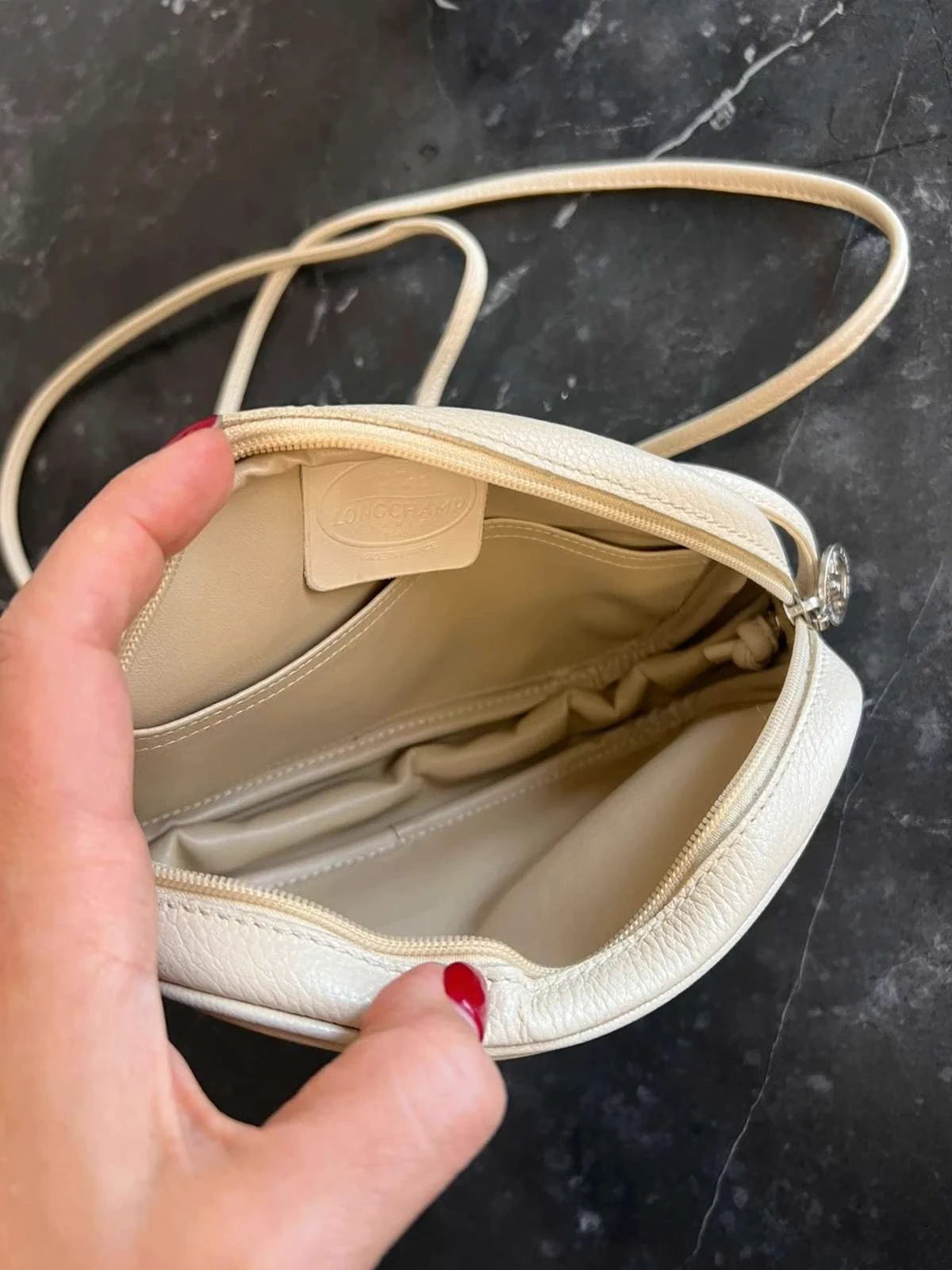 Longchamp ecru leather vintage crossbody bag - view 9