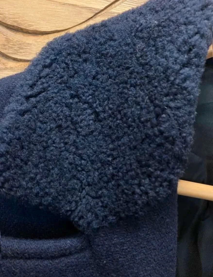 Nicole Farhi navy blue wool short coat - view 7