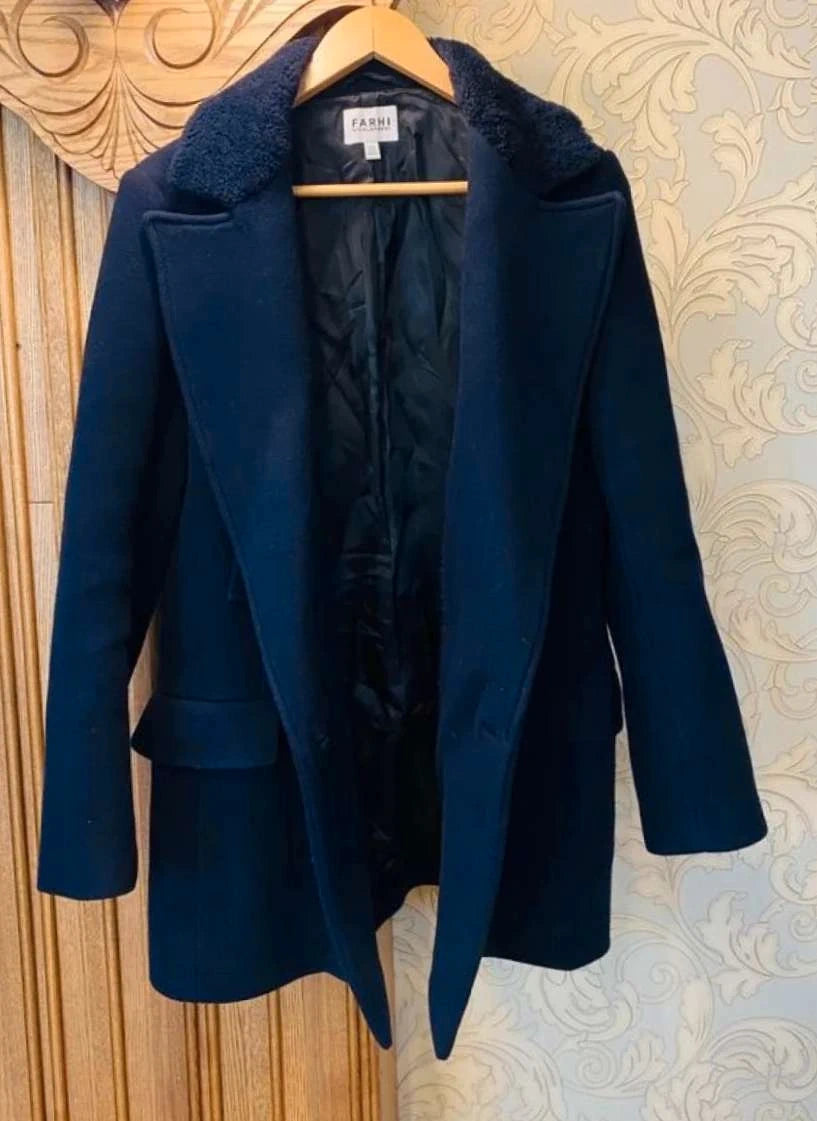 Nicole Farhi navy blue wool short coat - view 3
