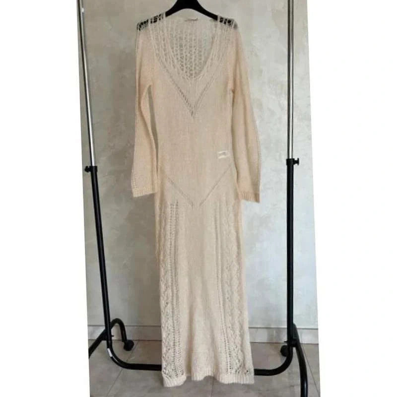 Mes Demoiselles victoria knitted beige long dress - view 2