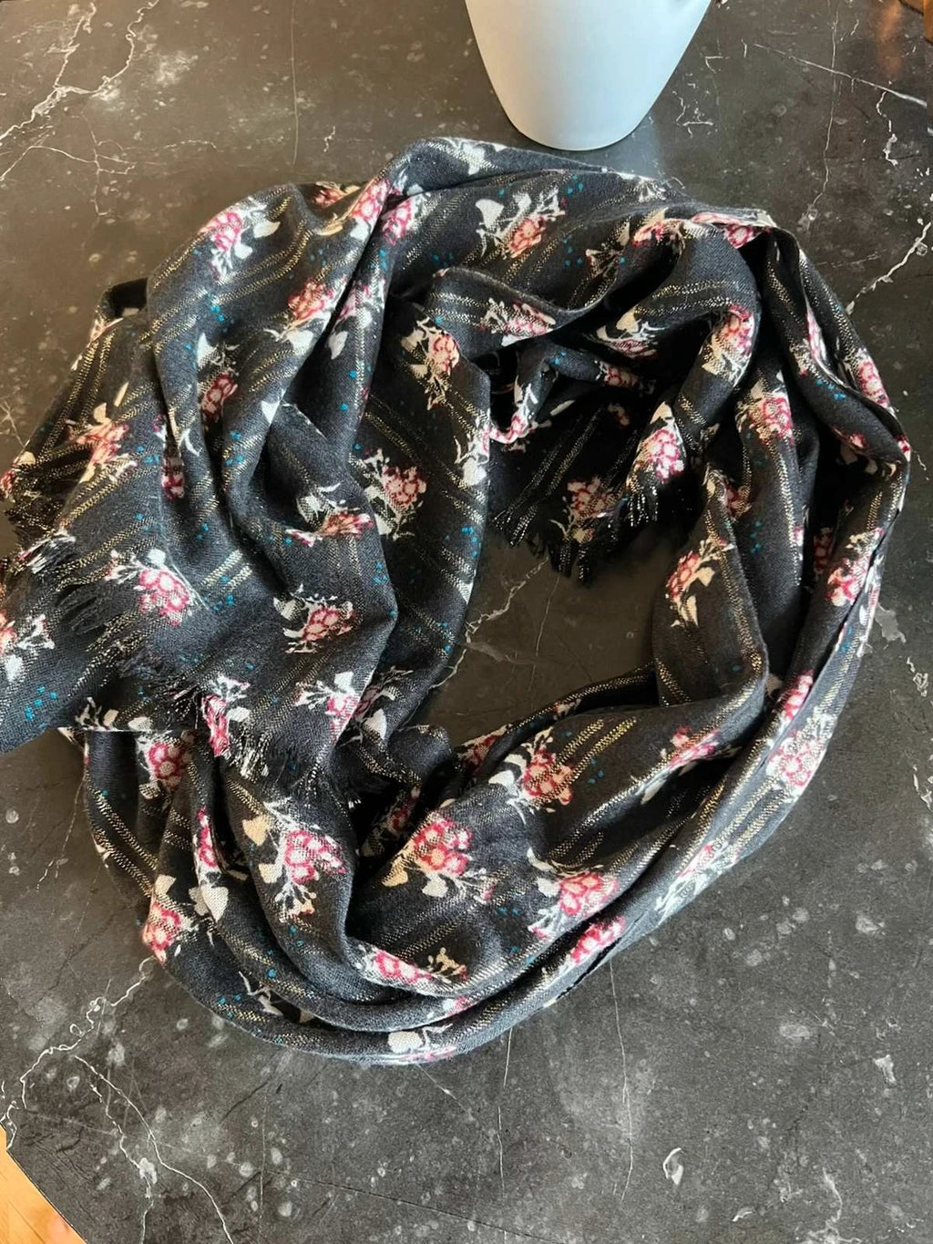 Eric Bompard black cashmere shawl scarf - view 6