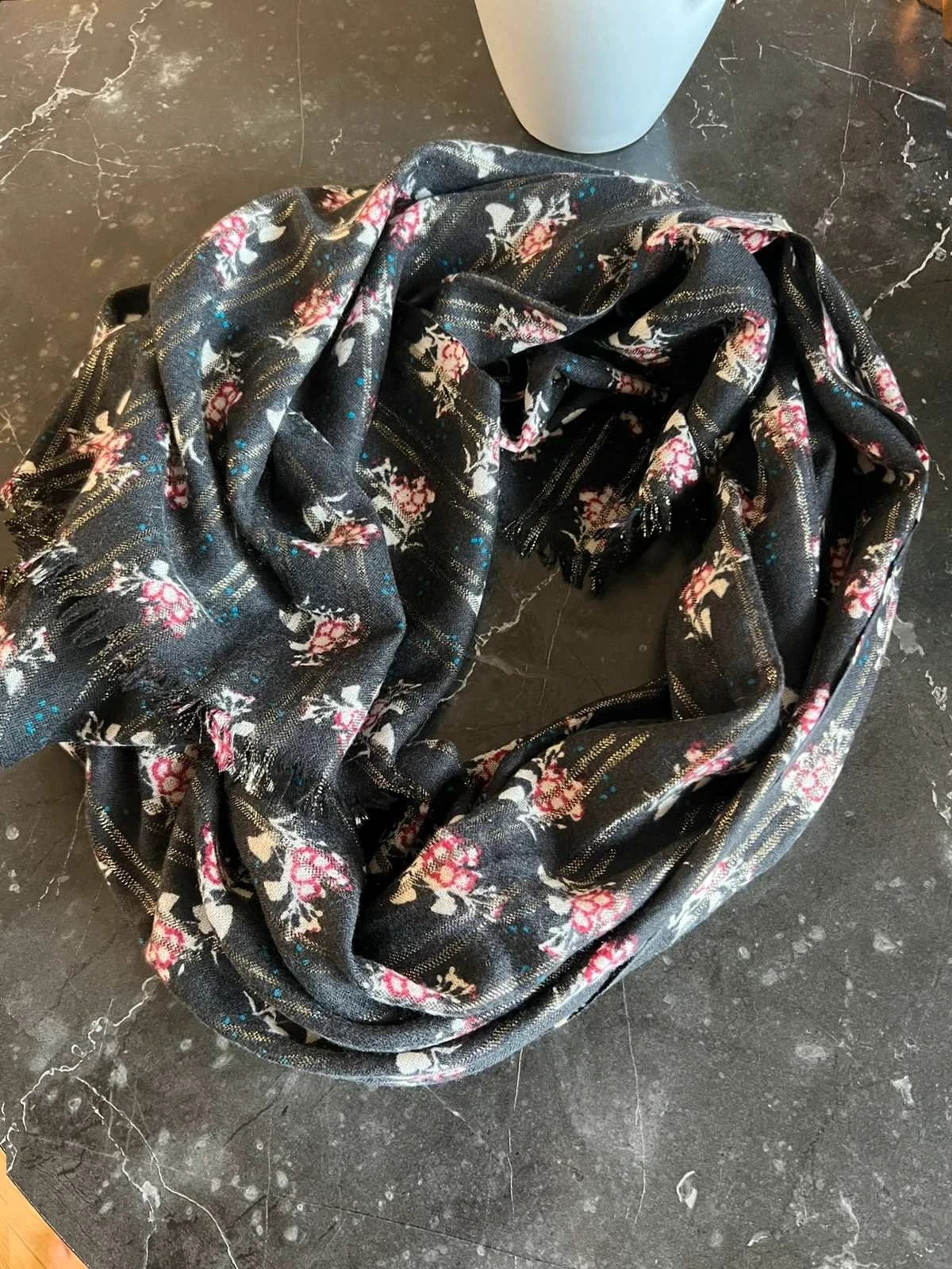 Eric Bompard black cashmere shawl scarf - view 6