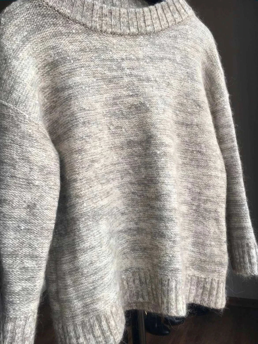 Peserico wool silk cashmere blend grey sequins sweater - view 2