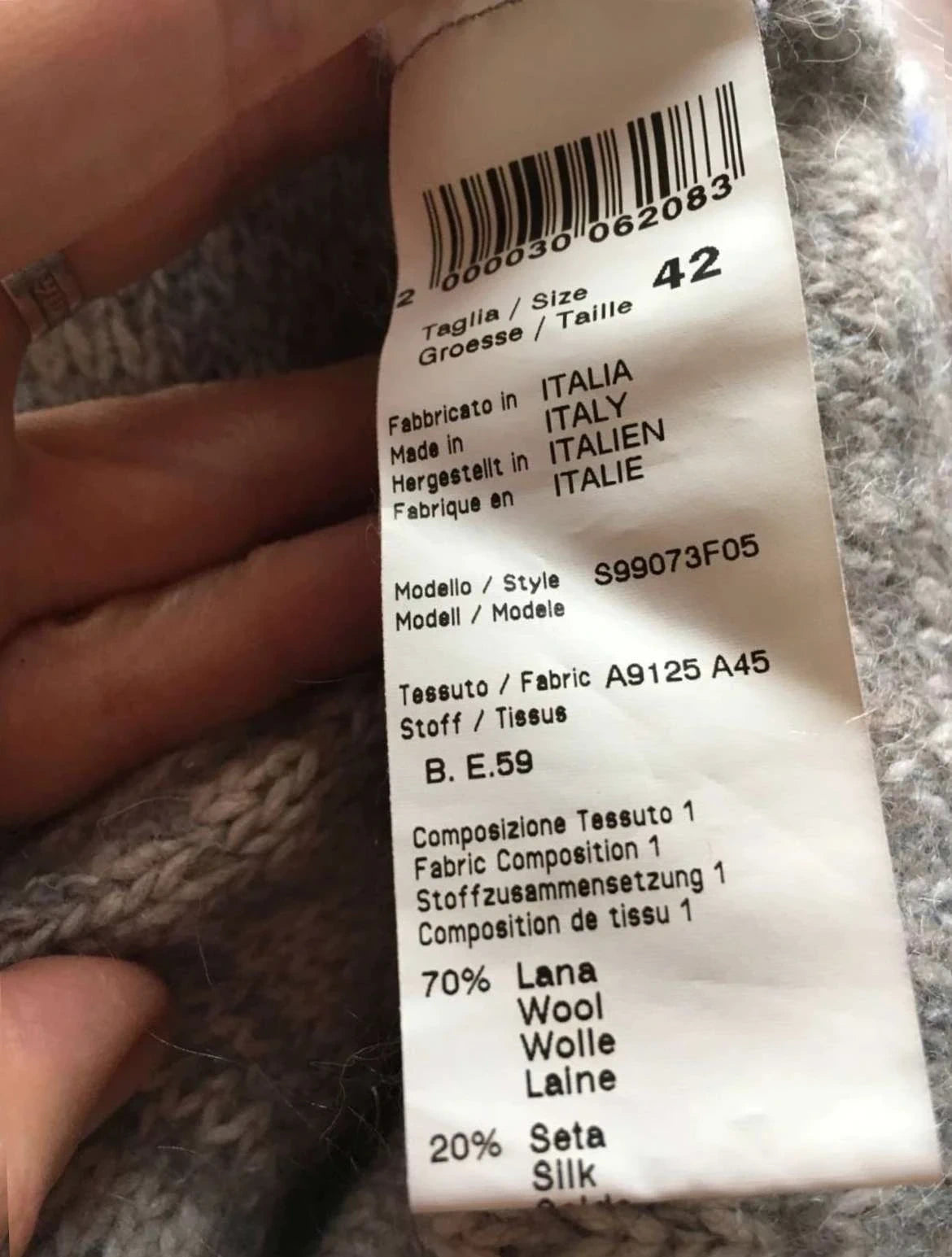 Peserico wool silk cashmere blend grey sequins sweater - view 5