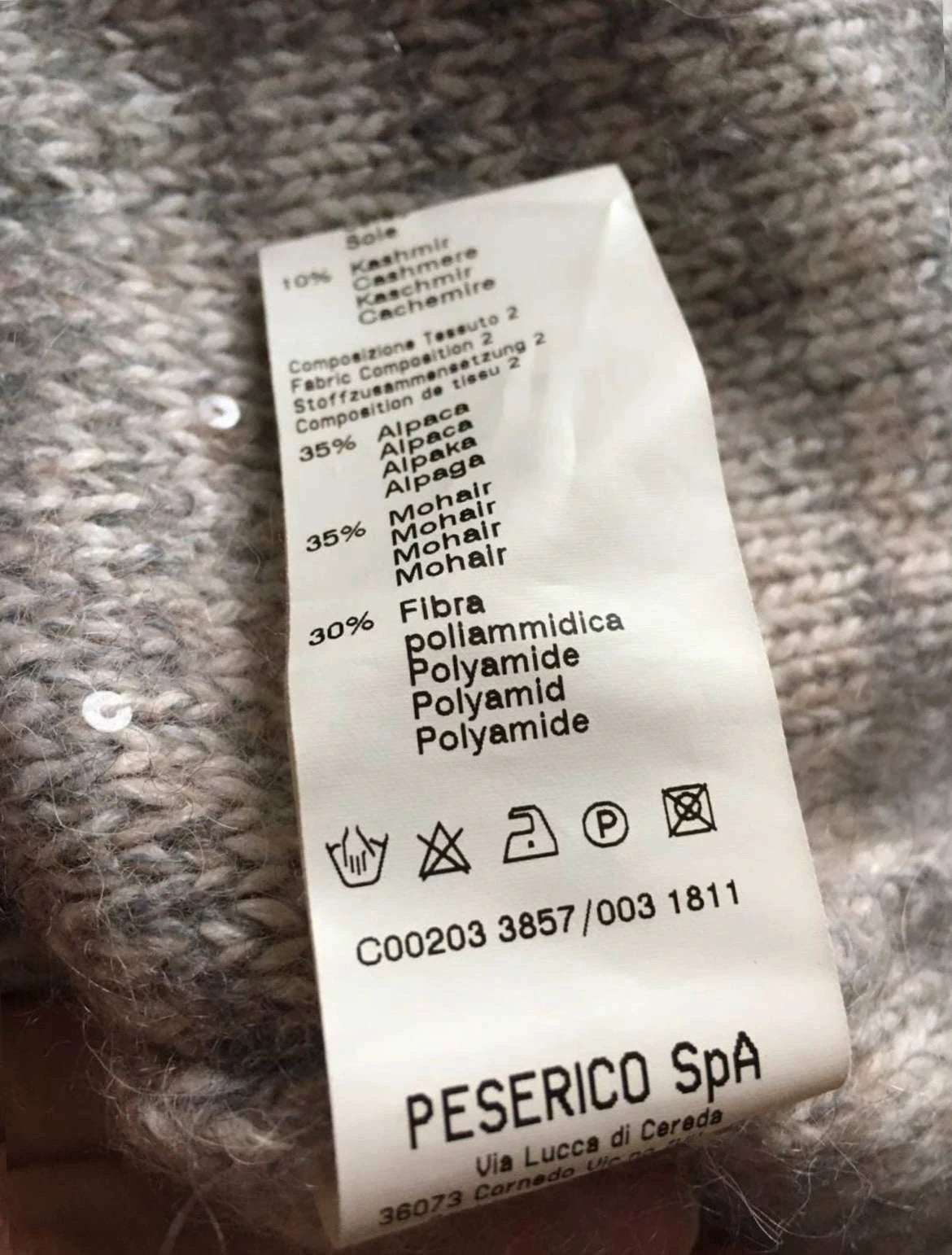 Peserico wool silk cashmere blend grey sequins sweater - view 3