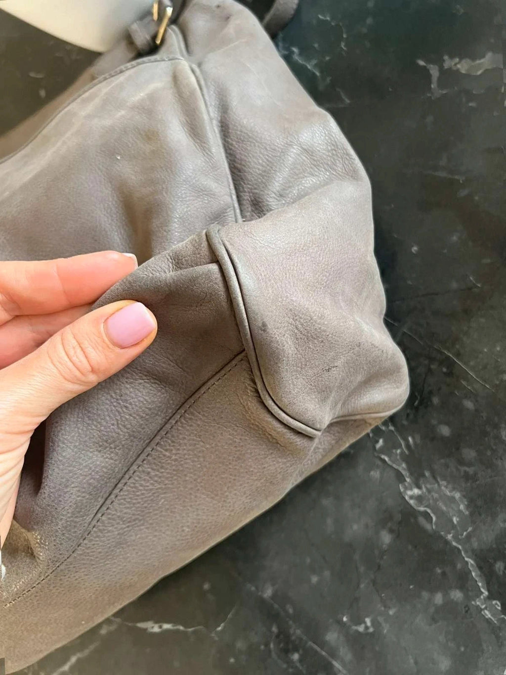 Vanessa Bruno grey nubuck leather crossbody shoulder bag - view 7