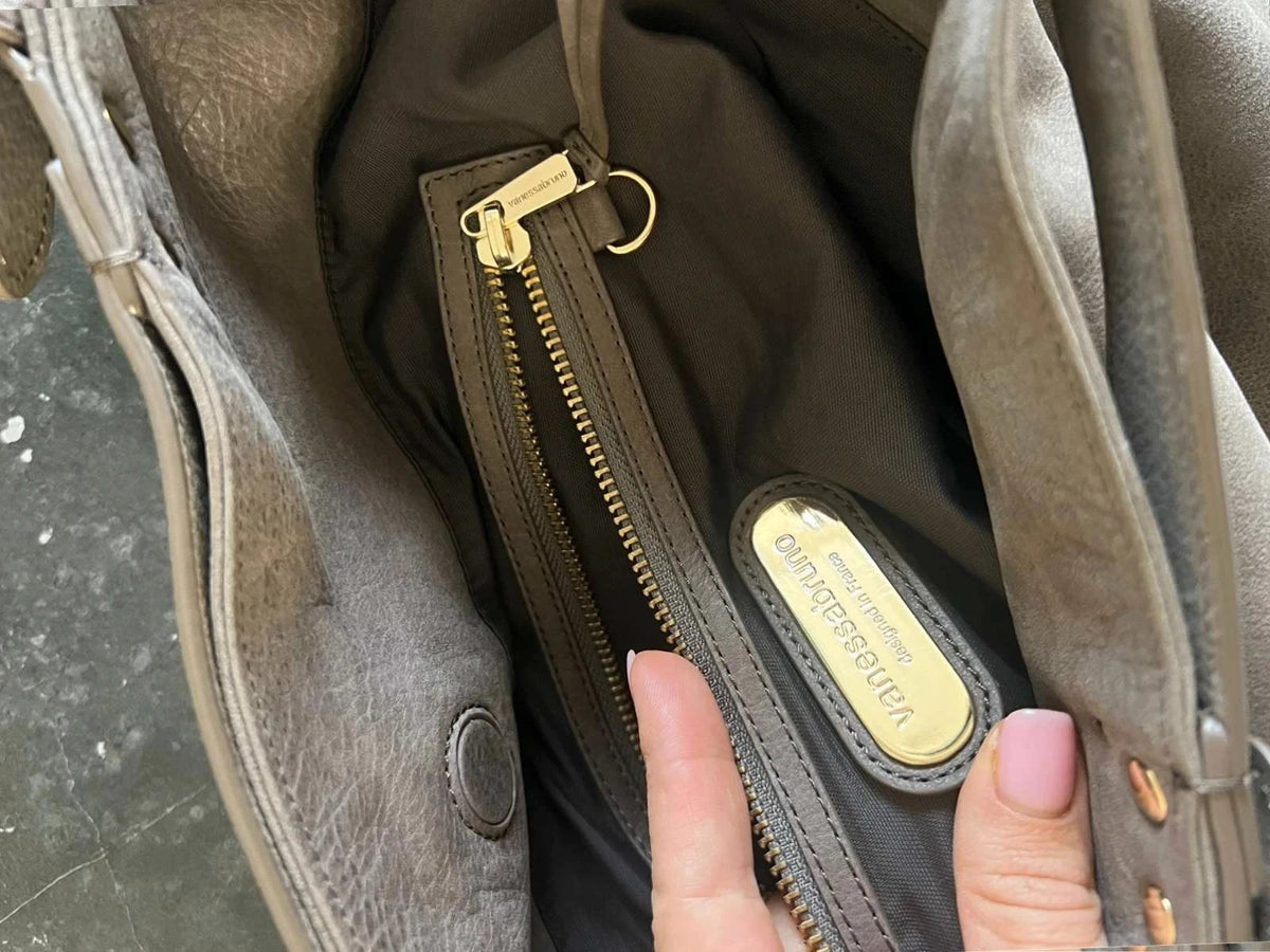 Vanessa Bruno grey nubuck leather crossbody shoulder bag - view 12