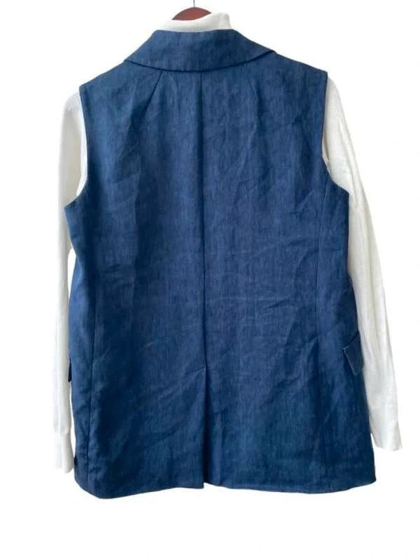 S Max Mara navy linen cotton sleeveless vest - view 2