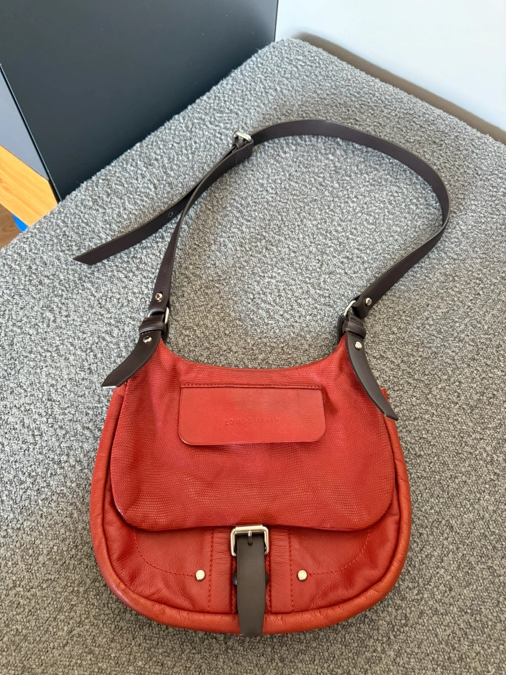 Longchamp balzan burgundy brown leather crossbody bag - view 5