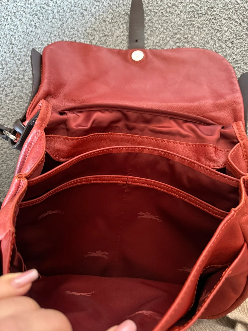 Longchamp balzan burgundy brown leather crossbody bag - view 13
