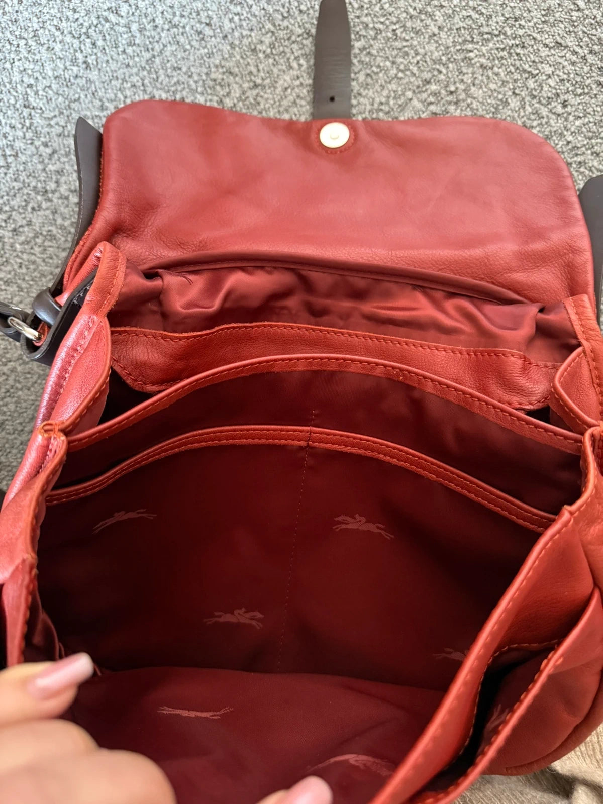 Longchamp balzan burgundy brown leather crossbody bag - view 13