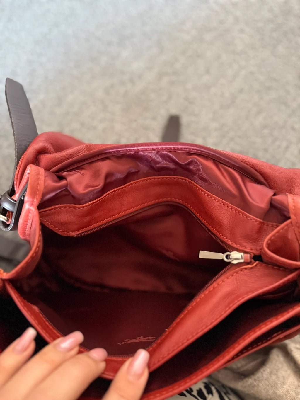 Longchamp balzan burgundy brown leather crossbody bag - view 14