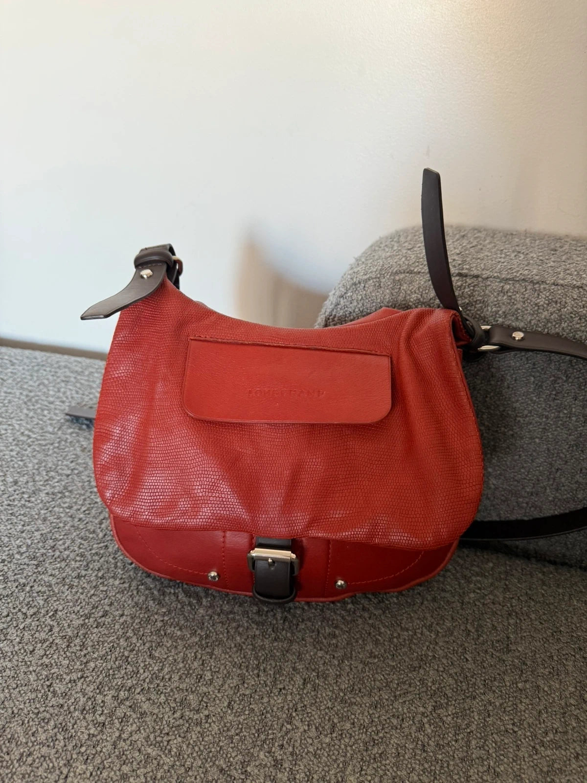 Longchamp balzan burgundy brown leather crossbody bag - view 2