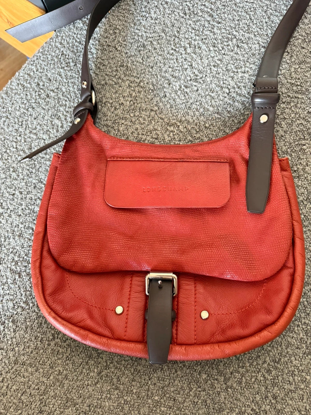 Longchamp balzan burgundy brown leather crossbody bag - view 6